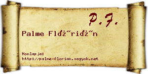 Palme Flórián névjegykártya